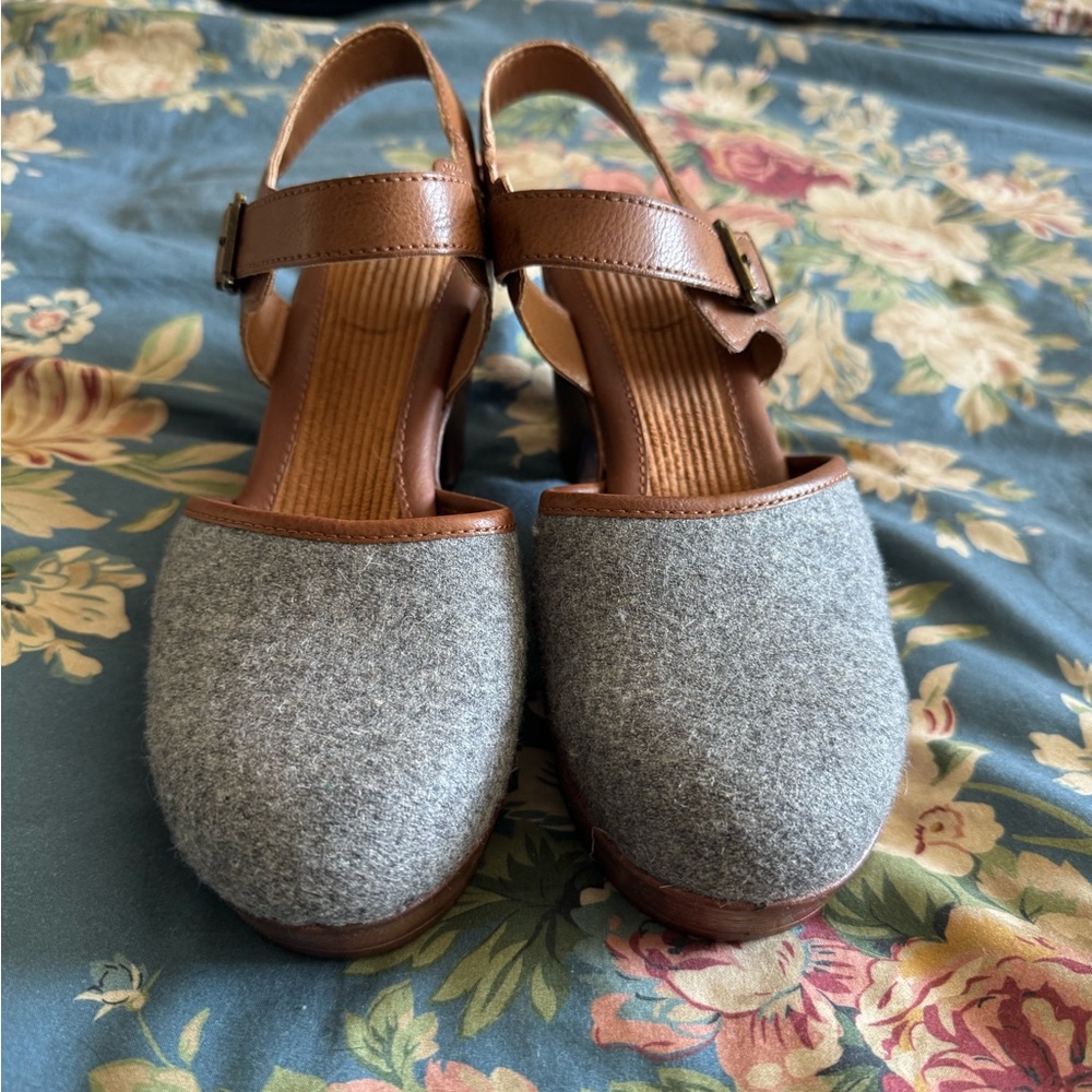 BOC by Born Gray and Brown Slingback Clogs